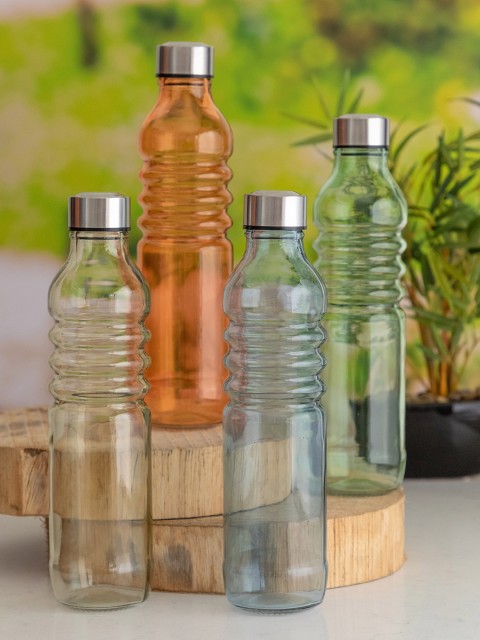 

GOODHOMES Set of 4 Glass Bottles with Airtight Cap, Multi