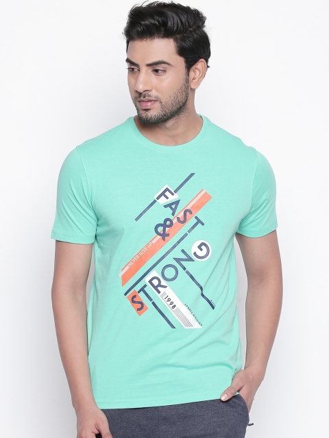 

Ajile by Pantaloons Men Green Slim Fit Printed Round Neck T-shirt