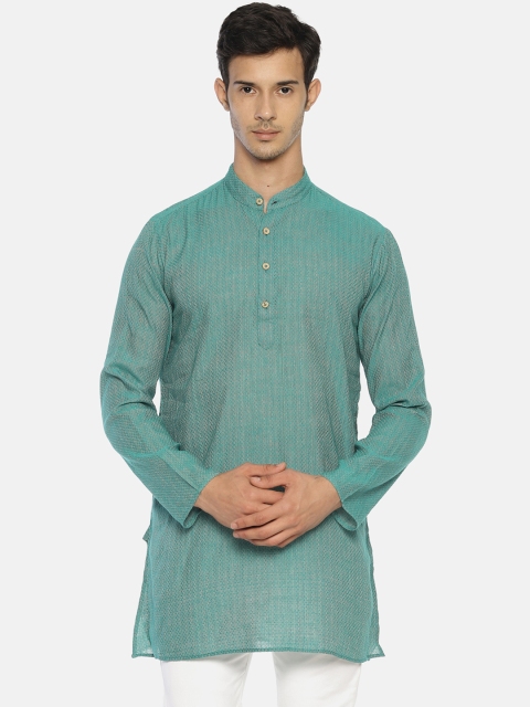 

TATTVA Men Teal Woven Design Straight Kurta
