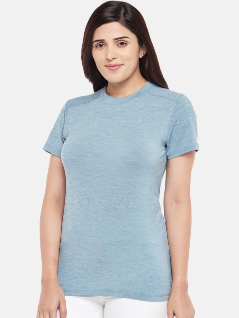 

Kosha Women Sky Blue Merino Wool & Bamboo Half sleeves Thermal Top