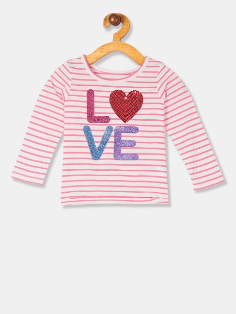 

The Childrens Place Girls White & Pink Striped Top