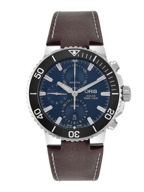 

Oris Men Navy Blue Diving Aquis Swiss Made Analogue Watch 01 774 7743 4155-07 5 24 10EB