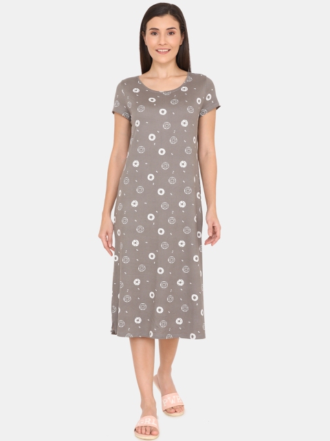 

Zivame Grey & White Printed Nightdress