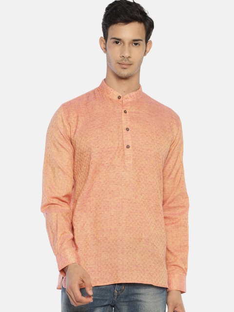 

TATTVA Men Orange Solid Straight Kurta