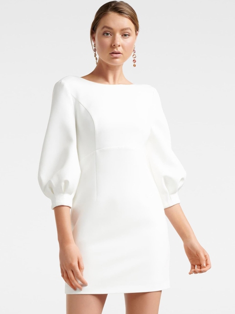 

Forever New Women White Solid Sheath Dress