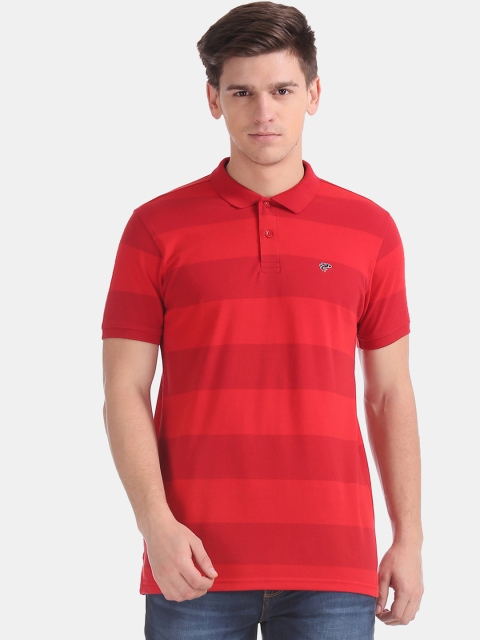 

Ruggers Men Red Striped Polo Collar T-shirt