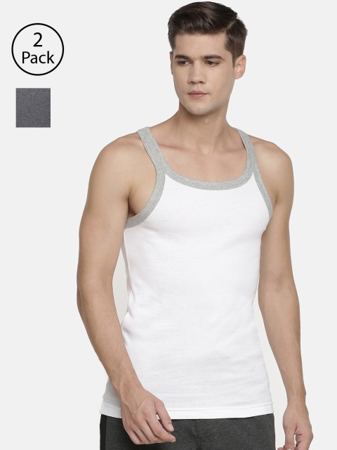 

Macroman M-Series Men Pack of 2 Solid Innerwear Vests MS902-WH-BM, White