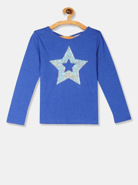 The Childrens Place Girls Blue Flip Sequinned Top