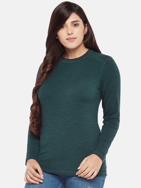 

Kosha Women Olive Green Solid Merino-Bamboo Thermal T-Shirt