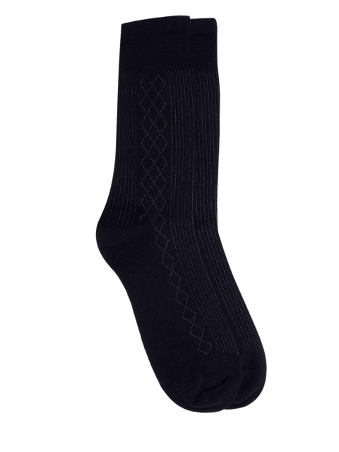 

Kosha Men Black Patterned Merino Wool Above Ankle Length Formal Socks