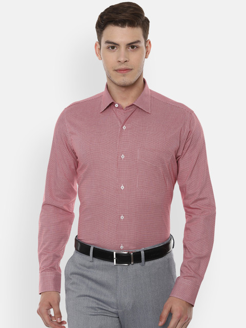 

Van Heusen Men Red Slim Fit Checked Formal Shirt