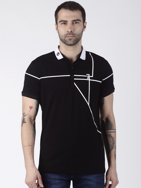 

Rex Straut Jeans Men Black Printed Slim Fit Polo Collar T-shirt