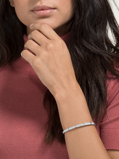 

SWAROVSKI White Rhodium-Plated Crystal-Studded Bangle