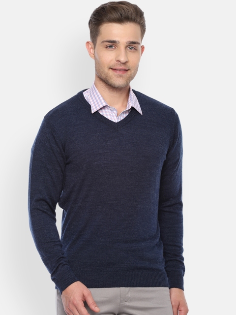 

Van Heusen Men Navy Blue Solid Pullover Sweater