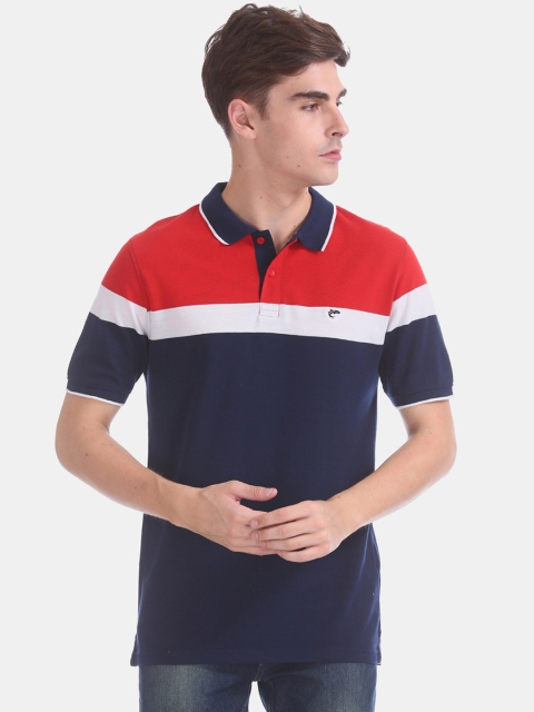 

Ruggers Men Red Colourblocked Polo Collar T-shirt