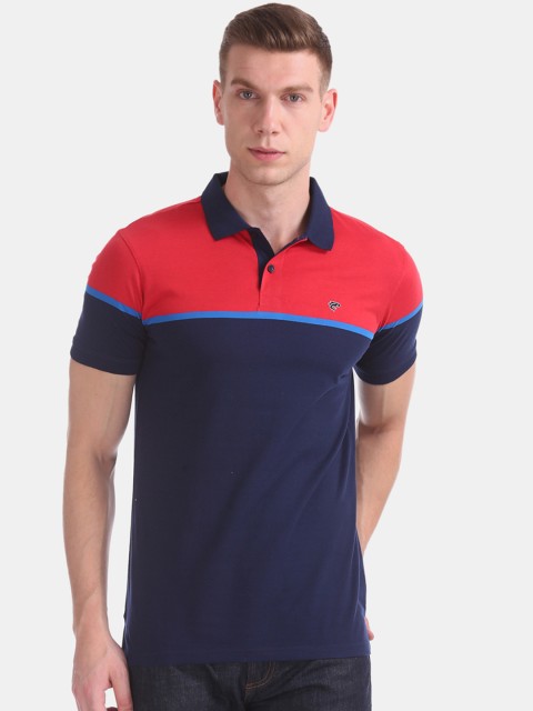 

Ruggers Men Navy Blue Colourblocked Polo Collar T-shirt