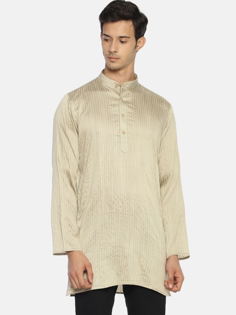 

TATTVA Men Cream-Coloured Striped Straight Kurta