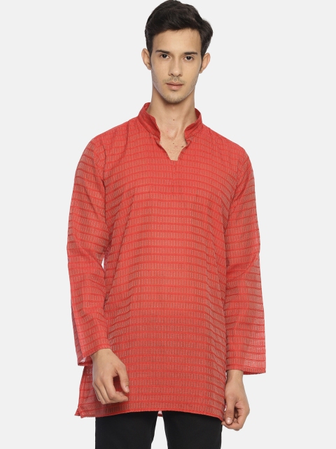 

TATTVA Men Red Striped Straight Kurta
