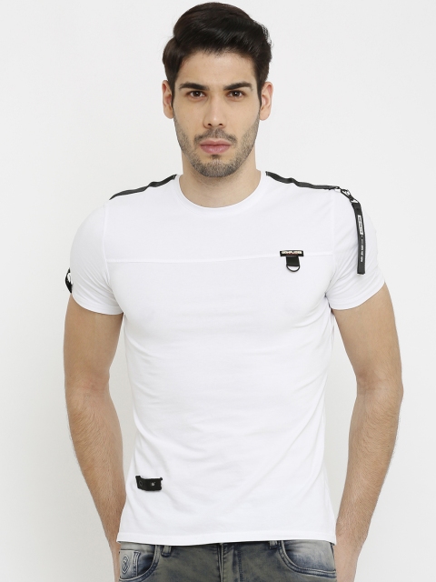 

Rex Straut Jeans Men White Slim Fit Solid Round Neck T-shirt