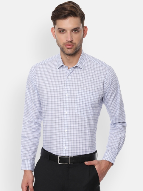 

Van Heusen Men White & Navy Blue Regular Fit Checked Formal Shirt