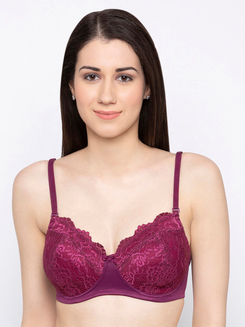 

Candyskin Burgundy Solid Non-Wired Lightly Padded Push-Up Bra CSOL-41WINE
