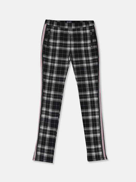 

The Childrens Place Girls Black & Grey Checked Jeggings