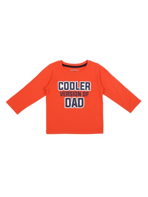 

Pantaloons Baby Boys Coral Orange Printed Round Neck T-shirt