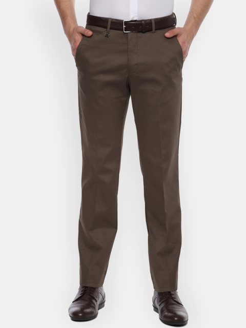 

Van Heusen Men Brown Slim Fit Self Design Regular Trousers