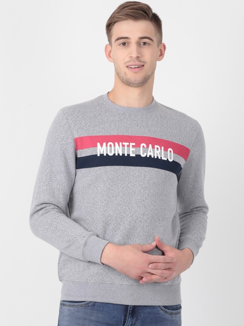 

Monte Carlo Men Grey & Navy Blue Printed Sweatshirt