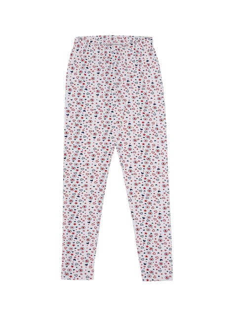 

Pantaloons Junior Girls White & Red Printed Cotton Leggings