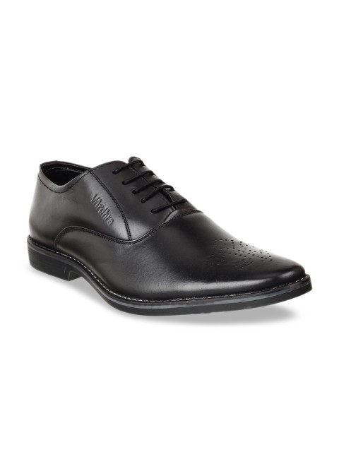 

Vardhra Men Black Solid Leather Formal Oxfords