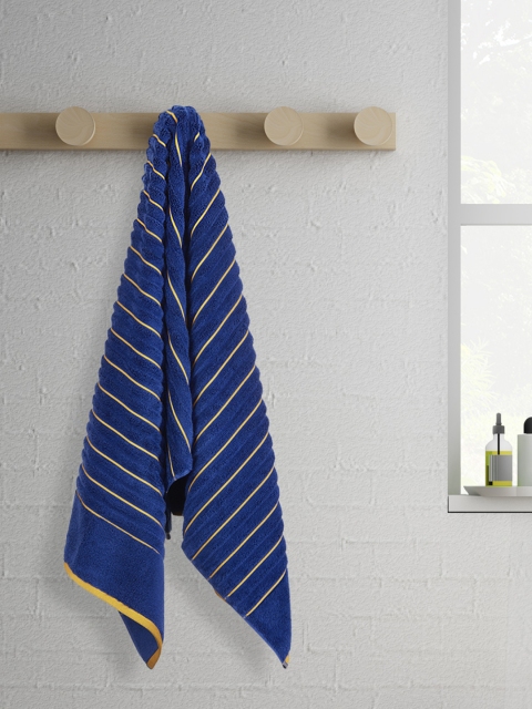 

SPACES Blue & Yellow Ribbed 600GSM Pure Cotton Bath Towel