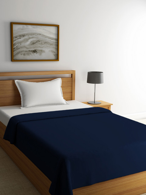 

Portico New York Navy Blue Solid AC Room 300 GSM Single Bed Blanket