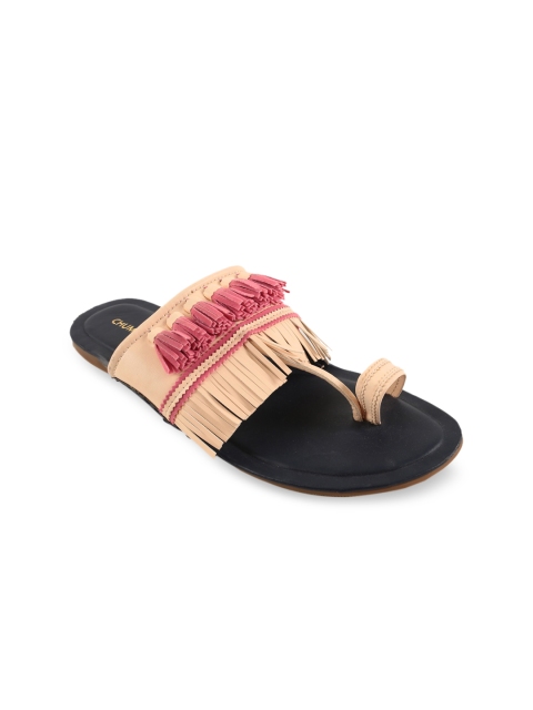 

Chumbak Women Beige Embellished Open Toe Flats