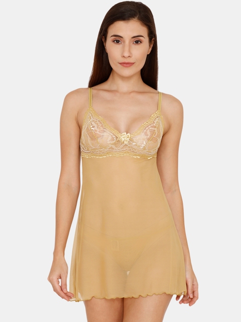 

Zivame Beige Solid Baby Doll ZI7130FASHBGLDN