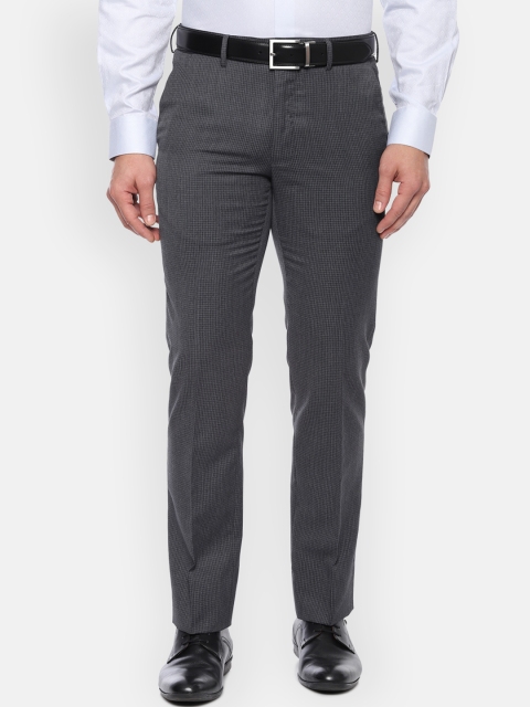 

Van Heusen Men Grey Slim Fit Self Design Formal Trousers
