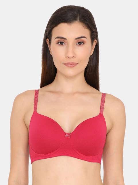 

Zivame Red Solid Underwired Heavily Padded T-shirt Bra ZI101SFASH00RED