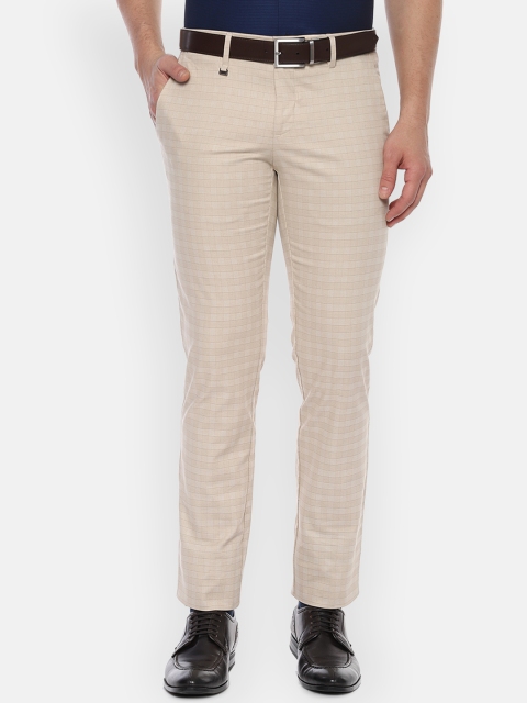 

Van Heusen Men Beige Slim Fit Self Design Regular Trousers