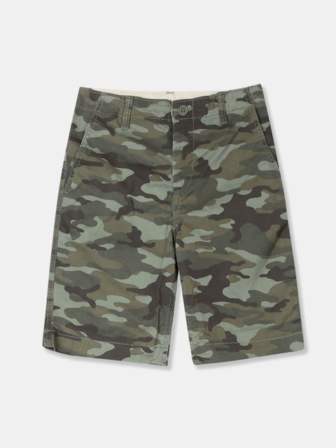 

GAP Boys Olive Green & Brown Camouflage Printed Regular Fit Regular Shorts
