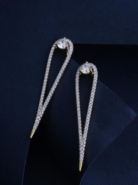 

Tistabene Gold-Plated White Teardrop Shaped Drop Earrings