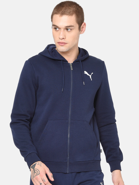 

Puma Men Navy Blue Solid Hooded ESS FZ Hoody FL Peacoat Sweatshirt