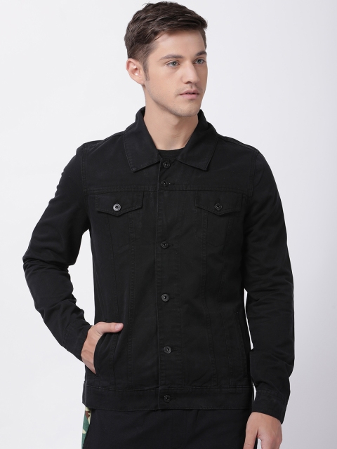 

Blue Saint Men Black Solid Denim Jacket