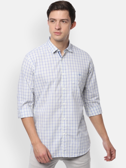 

Van Heusen Sport Men White & Blue Slim Fit Checked Casual Shirt