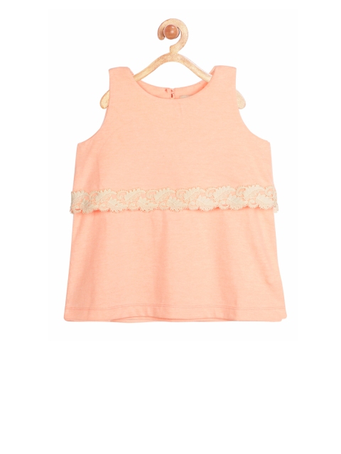 

Cherry Crumble Girls Orange Solid Top, Peach