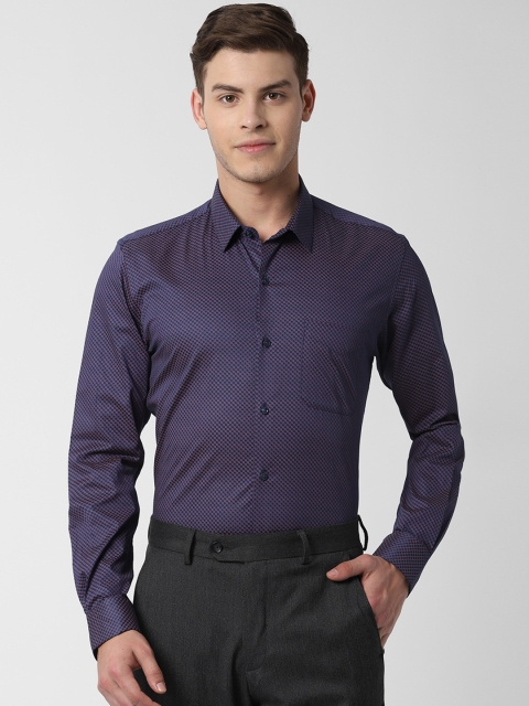 

Peter England Men Navy Blue Slim Fit Printed Formal Shirt