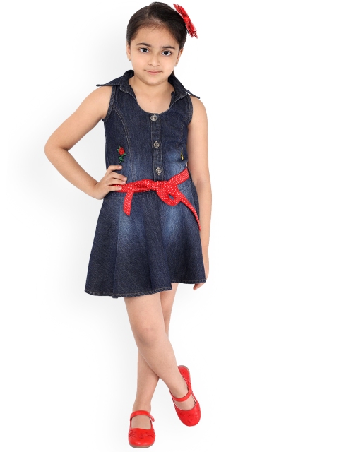 

naughty ninos Girls Blue Denim Fit and Flare Dress