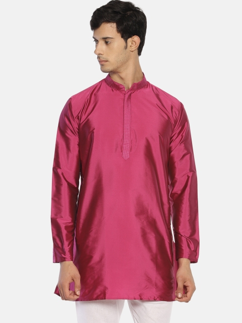 

TATTVA Men Pink Solid Straight Kurta