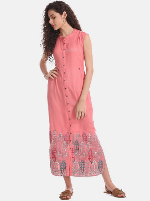 

Bronz Women Pink Printed Shirt Dress