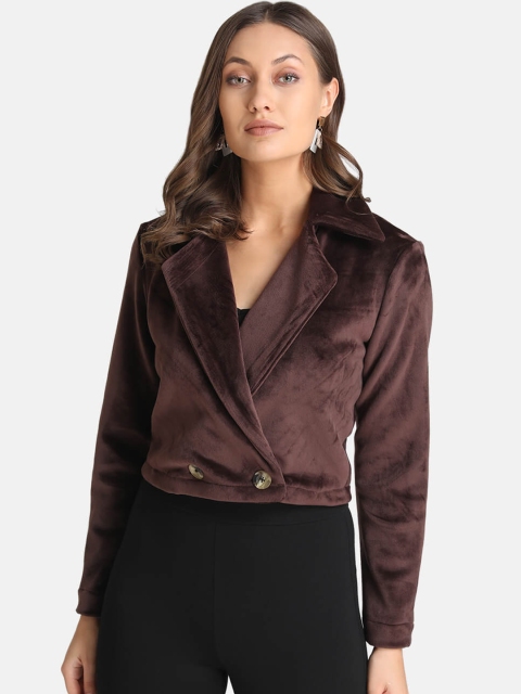 Kazo Women Brown Solid Tailored Jacket