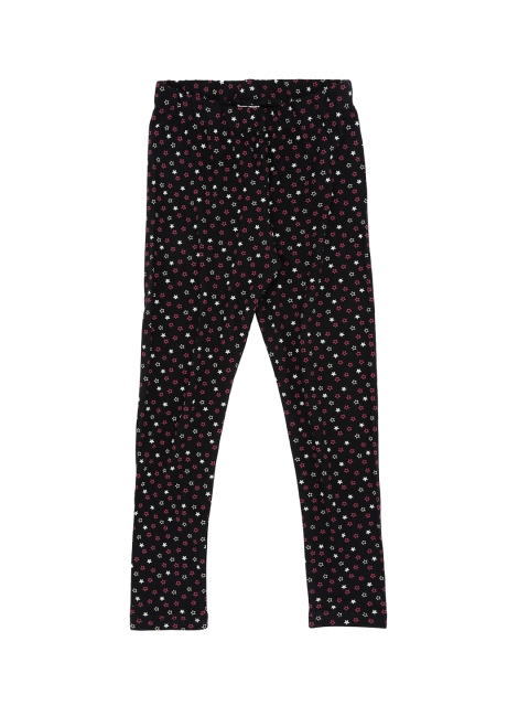 

Pantaloons Junior Girls Black & Red Printed Cotton Leggings